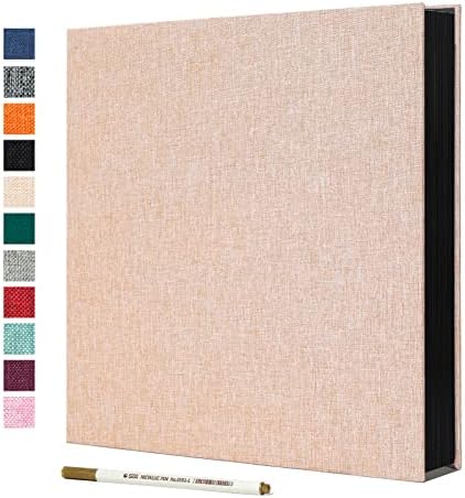 Spbapr Large Photo Album Self Adhesive Linen Cover Magnetic Scrapbook Album DIY Scrap Book 60 Black Sticky Pages for 4x6 5x7 8x10 10x12 Pictures with A Metal Pen by Spbapr