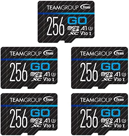 TEAMGROUP GO Card 256GB x 5 Pack MicroSDXC UHS-I U3 V30 4K for Action Cameras & Drone High Speed Flash Memory Card with Adapter for Outdoor Sports&Vlog, 4K Shooting,GoPro&Insta360&DJI TGUSDX256GU363 by TEAMGROUP