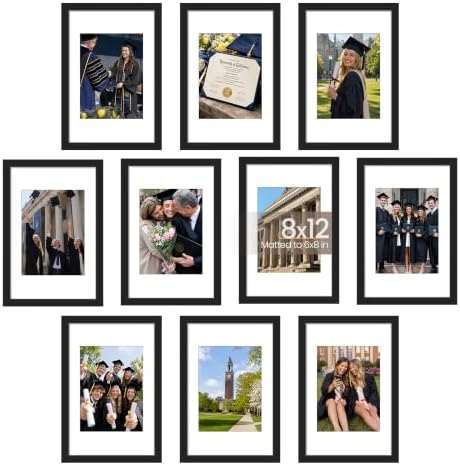 upsimples 8x12 Picture Frame, Photo Collage Wall Decor Set of 10, Black by upsimples