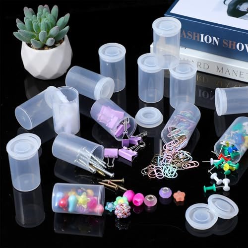 PEOVLVN 15 PCS Clear Film Canisters with Lids, Plastic Canisters with Lids 35mm Film Case Empty Small Film Cans for Keys Coins Fish Hook Film Art Beads Small Accessories Storage - Image 4
