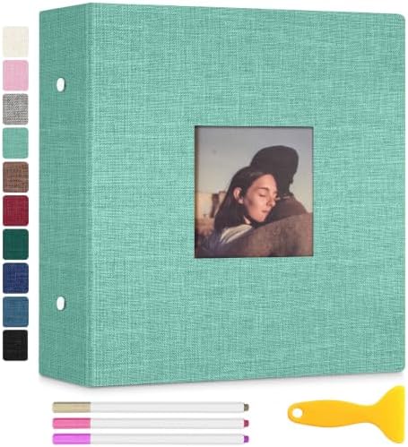 Zesthouse Photo Album Self Adhesive 60 Pages, 3-Ring Scrapbook Albums Holds 3x5 4x6 5x7 6x8 8x10 Photos (Green, 11"x10.6"/White 60 Pages) by Zesthouse