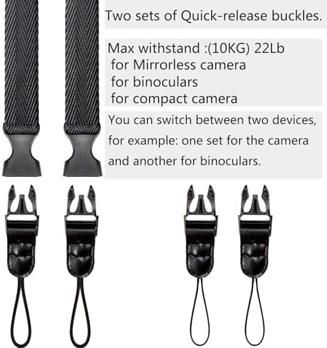 Camera Neck Straps Short,Binocular Strap with Quick Release Buckle,Washable,Black,39 Inch - Image 6