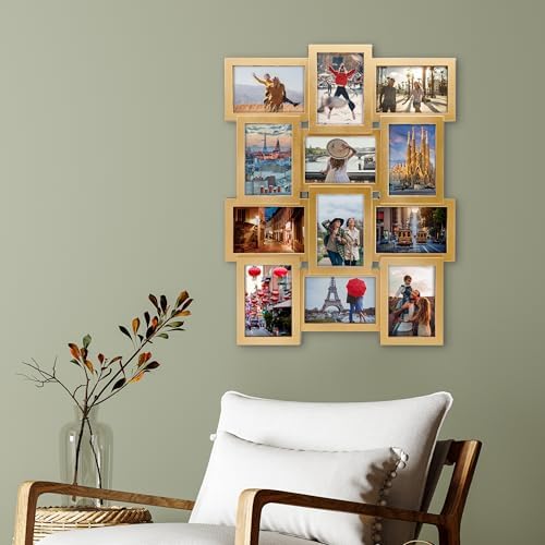MELANNCO Collage Picture Frame for Wall, 12-Opening Gold Photo Collage Frame Holds Six 4x6 and Six 6x4 Photos, 23.25 x 18 Inch Wall Decor Display - Image 3
