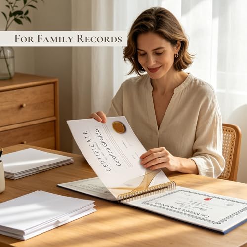 Vienrose Large Scrapbook Album 15.8 x 11.8 Inch, Linen Cover Photo Album with 24 Plastic Sleeves, Spiral Bound DIY Scrapbook for Photos, Kids Artwork, Certificates, Wedding Baby Travel, Dark Blue - Image 2