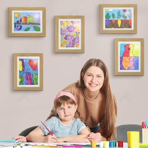 2 Pack 9x12 Front-Opening Kids Artwork Frames Changeable (Brown) - Image 3