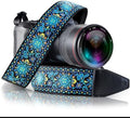 Camera Strap - Shoulder, Crossbody & Neck Camera Strap for Photographers, Fits All Cameras, Canon Nikon Sony Fujifilm, Padded Strap W/ Quick Release, Embroidered Cotton & Leather Ends, Blue by ArtTribute