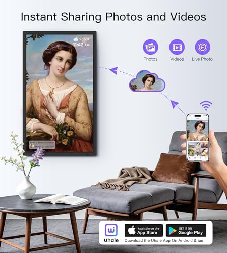 Uhale 32 Inch Extra Large Digital Picture Frame with 64GB, Remote Control, 1920 x 1080 FHD IPS WiFi Electronic Photo Frames, Support SD and USB, Share Moments Securely and Instantly, No Touch Screen - Image 2