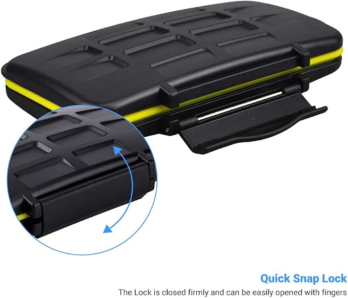 12 Slots SD Memory Card Case Storage, Water-Resistant Anti-Shock SD SDHC SDXC Card Holder Carrying Case with Carabiner - Image 6