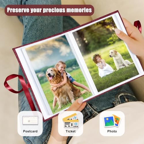 Photo Album 4x6 100 Pockets, Slip-in Picture Albums, Linen Cover Top Loader Vertical Pockets Albums for Baby, Kids Boy Girls, Wedding, Family, Anniversary, Red - Image 5