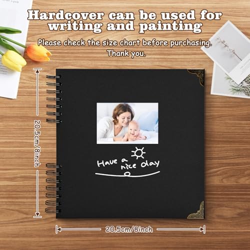 Scrapbook Album 8x8 Inch - Hardcover Kraft Paper Photo Album with 80 Pages, Memory Book for Wedding, Anniversary, Family, Christmas, Baby Shower, Ideal for Preserving Precious Moments - Image 2