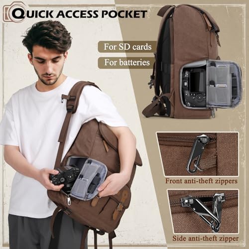 RAINSMORE Camera Backpack, DSLR SLR Mirrorless Camera Bag for Photographer - Image 5