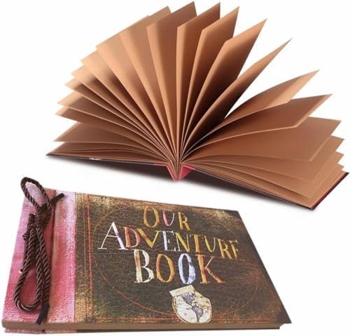 Adventure Book Scrapbook DIY Handmade Retro Style Travel Souvenir, 11.92 x 7.62" Embossed Lettering Scrapbook Inspired by 'Up', Memory Book For Anniversary Wedding,Travelling,Valentine's Day Gifts - Image 4