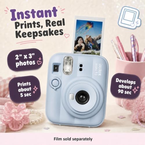 Fujifilm Instax Mini 13 Instant Camera Frost Blue + MiniMate Accessory Bundle with Custom Case + Fuji Instax Film Value Pack (40 Sheets) & Photo Album - Image 2