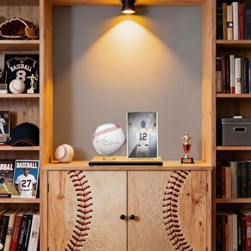 DoubleFill Acrylic Display Case Ball Cards,Golden,Small,Baseball - Image 5