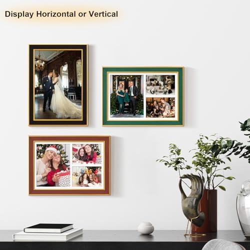 Suede P538-1116 11x16 Picture Frame Display 3 Opening One 8x10 Picture Frames and 5x7 Double Picture Frames Collage Wall Decor with Mat,Multi Photo Frame for Plexiglass,Wall Decor,1Pack,Green - Image 6