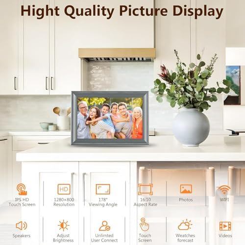 Smart Grey Digital Picture Frame WiFi Send Photos from Your Phone - Image 2