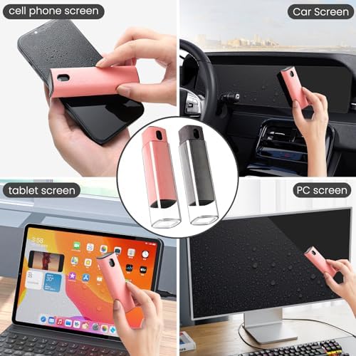 CUIUD Touchscreen Screen Cleaner Kit 2 Pcs, Phone, Tablet and Car Screen Cleaner, Two in One Spray and Microfiber Cloth(2 Pack Grey) - Image 2