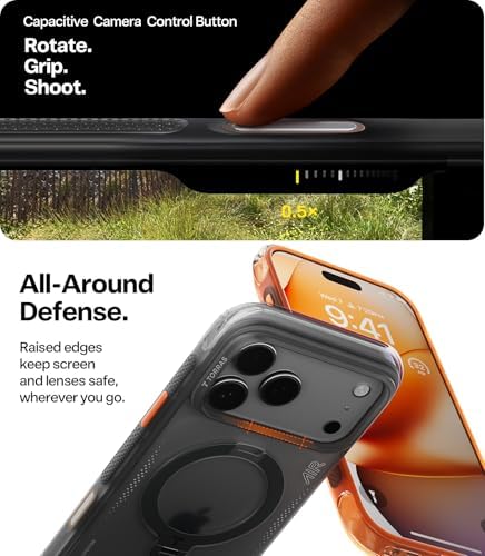 TORRAS Ostand Q3 Air for iPhone 17 Pro Max Case with 360 Magnetic Stand, Fit for MagSafe, Mil-Grade Drop Tested, Camera Control Button, Shockproof Phone Case for iPhone 17 Pro Max 6.9", Shadow Black - Image 5