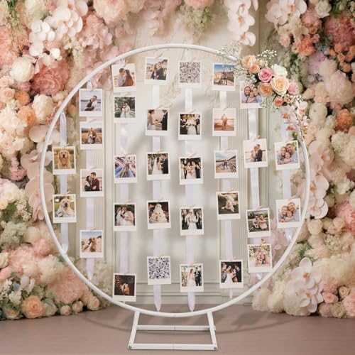 Colingmill 63 in White Round Picture Display Stand with Clips Photo Board by Colingmill