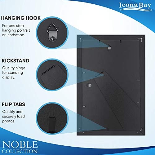 Icona Bay 8x10 Picture Frames (Black, 6 Pack), Modern Professional Frame Set, Noble Collection - Image 4