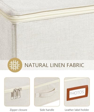 HULISEN Photo Storage Box, Photo Organizer for 2000 4x6 Pictures, Beige - Image 5