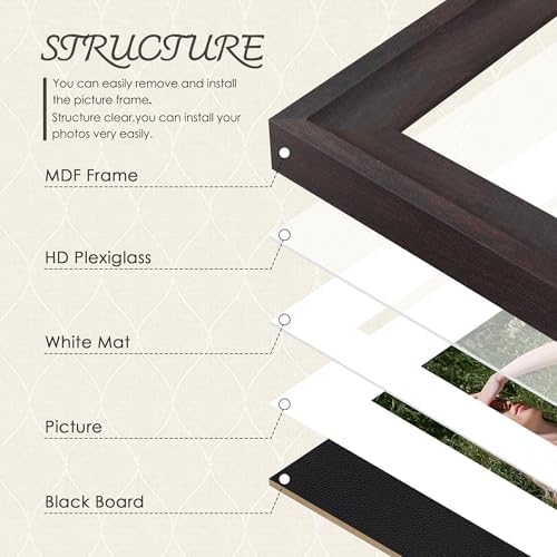 DUENPY 8x14 Collage Frame For 3 4x6 Photos Walnut - Image 3