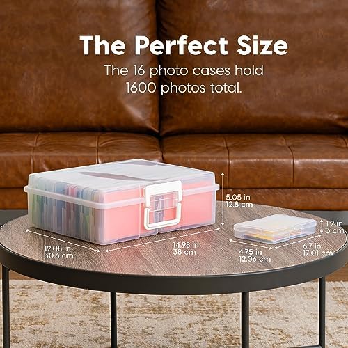 IRIS USA Photo Storage Box |Made in USA| 16 Cases - Clear - Image 3