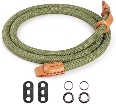 VOVMOEYA Nylon Braided Camera Rope Strap, Camera Neck Shoulder Strap with O-Ring for DSLR & Mirrorless Camera - Green - Image 2
