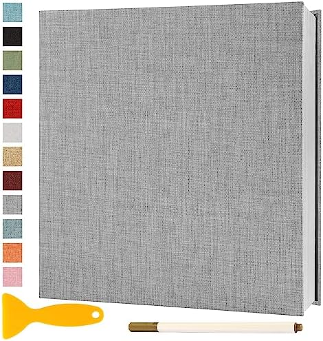 Photo Album Self Adhesive Pages 11x10.6 Scrapbook Grey 40 Pages by Semfalbuums