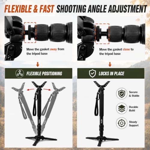 HUNTPAL Hunting Monopod Shooting Tripod Stick Gun Rifle Rest - Image 2