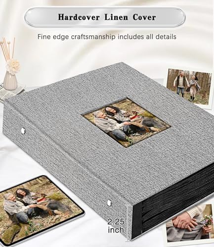 Ejblfe Photo Album 4x6,Linen Cover Slide-in Photo Album Book Can Holds 600 4x6 Photos with 60 Black Sheets for Family,Wedding,Baby and Holiday Pictures (Gray) - Image 5