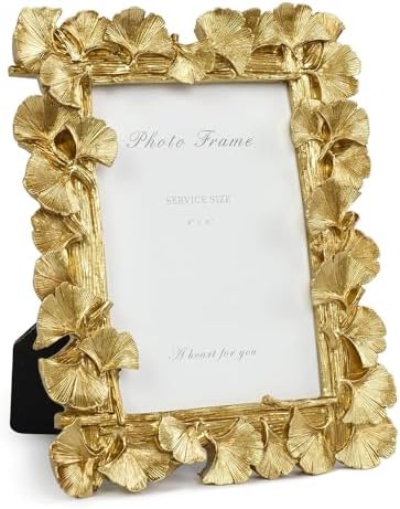 Cuspin Gold Picture Frame 4x6 Vintage Ornate Ginkgo Leaf Resin Photo Frame by Cuspin