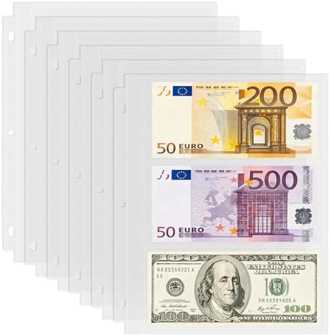 100 Pack （7.6x3.6inch ） 3 Pockets Currency Sleeves for 3 Ring Binder by Unknown