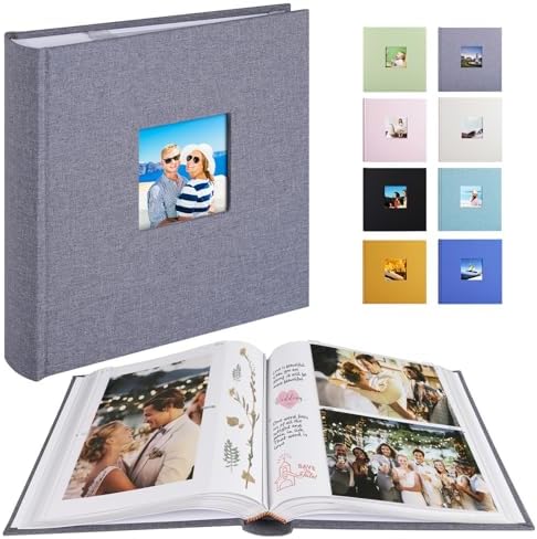1DOT2 Photo Album with Writing Space, 100 Pages, Linen Cover, Grey by 1DOT2