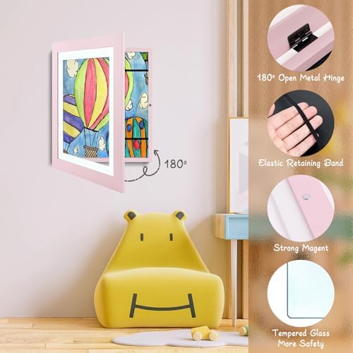 4 Pack 8.5x11 Front-Opening Kids Artwork Frames Changeable (Light Pink) - Image 7