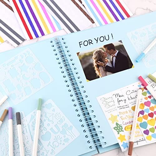 GOTIDEAL 12 x 12 Inch Scrapbook Album with 10 Metallic Markers, Blue - Image 7