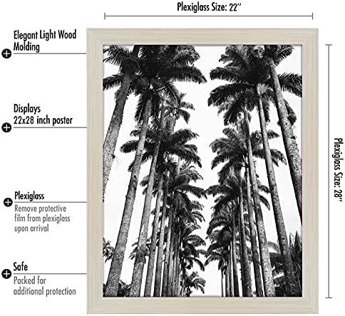 Americanflat 22x28 Poster Frame - Engineered Wood with Polished Plexiglass - Wide Picture Frame for Vertical or Horizontal Wall Display - Epic Collection - Light Wood - Image 2