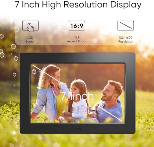 7 Inch Digital Picture Frame, Digital Photo Frame with 16:9 HD LCD Screen, Remote Control, Easy Setup and Share Photos Videos, Gifts Idea for Family, Christmas - Image 2