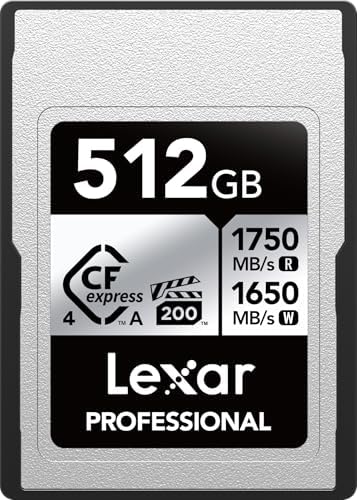 Lexar 512GB CFexpress Type A Silver 4.0 Card, 1750/1650 MB/s, 8K Video by Unknown