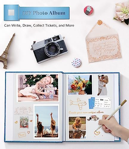 Artfeel Photo Album Self Adhesive Scrapbook Album for 3x5 4x6 5x7 8x10 Pictures,120 Pages Linen Cover with Display Window DIY Photo Book,Ideal Gifts for Family Travel Wedding Baby - Image 4