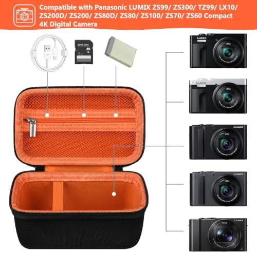 Camera Case for Panasonic LUMIX ZS99 / ZS300 Digital Camera, Orange - Image 2
