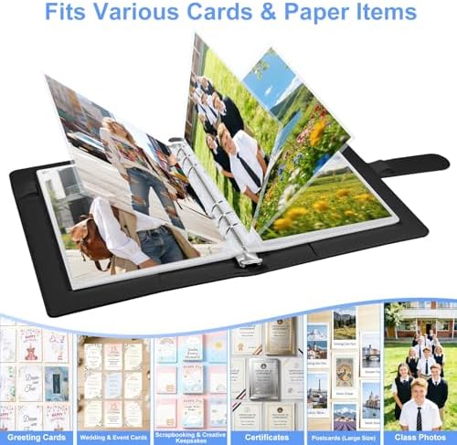 5x7 Photo Album, A5 Refillable 6 Ring Binder with Sleeves, Black - Image 4
