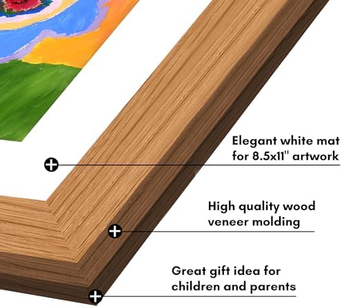 Americanflat Kids Artwork Frame Changeable (Dark Oak) - Magnetic Door Holds 100 Art Pieces - 8.5x11 Letter Size Display with Mat or 10x12.5 Without Mat - My Mini Masterpiece - Image 6