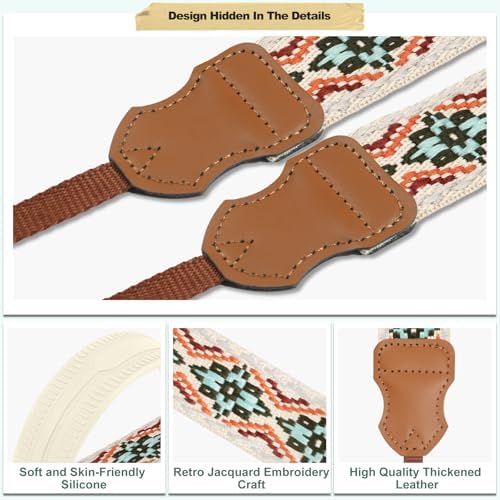 FIEIL Neck Strap Silicone Camera Straps - Padded Camera Strap, 1.5" Wide Adjustable Neck Strap - Compatible with Canon, Nikon, Sony, and More DSLR and Mirrorless Cameras (Blue and Orange Geo) - Image 3