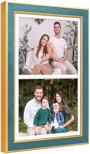 Suede 11x17 Picture Frame Display 2 Opening Double 8x10 Picture Frames Collage Wall Decor with Mat,Multi Photo Frame for Plexiglass,Wall Decor,1Pack,Blue by AnoziebyProductsunder