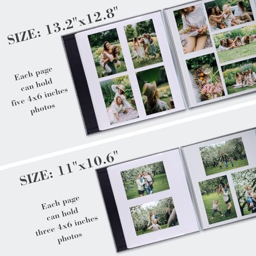Photo Album Self Adhesive Pages Scrapbook, 11x10.6 Black 60 Pages - Image 5