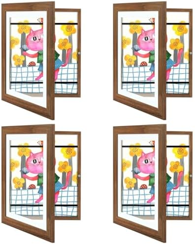 4 Pack 10x12.5 Front-Opening Kids Artwork Frames Changeable (Ecru) by GoldenStateArt