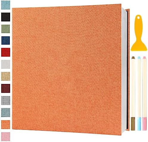 Photo Album Self Adhesive Pages 13.2x12.8 Scrapbook Orange 120 Pages by Semfalbuums
