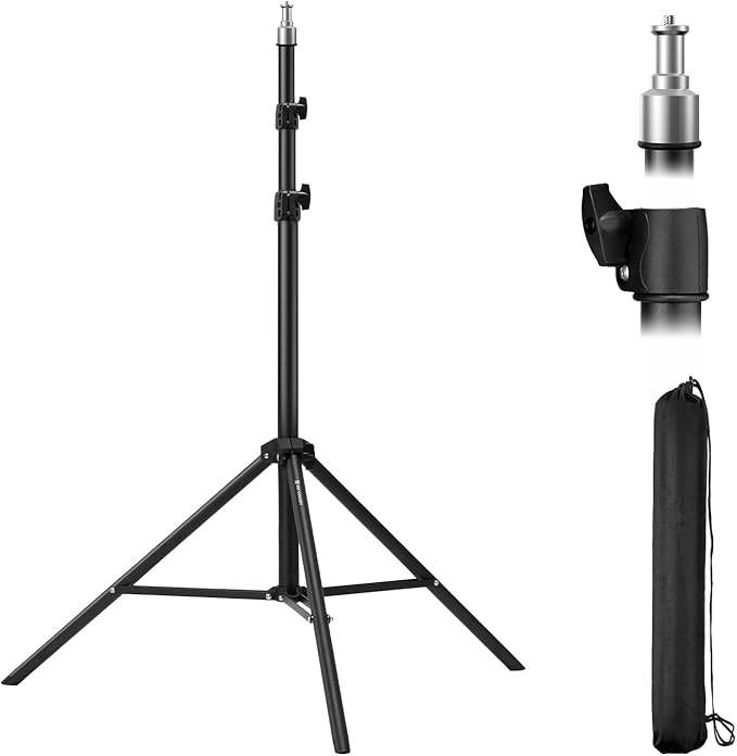 K&F CONCEPT Light Stand for Photography, 6.5ft/2M Extendable Tripod | Lighting Tripod with 1/4" Screw for Lighting/Strobe Light/Webcams/Cameras/Softbox, with Storage Bag, TL01 by KFCONCEPT