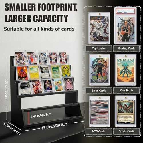 5 Tier Wooden Card Display Stand Holds 20-25 PSA BGS SGC Graded Sports Card - Image 2
